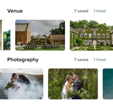 different wedding venues and wedding photos examples on the vendor manager